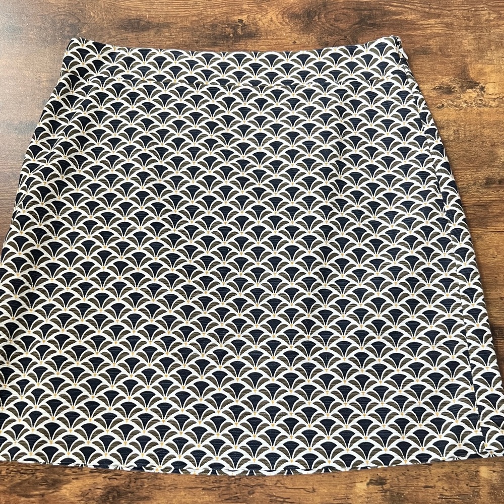 Ann Taylor Factory Navy and White Patterned A-Line Skirt